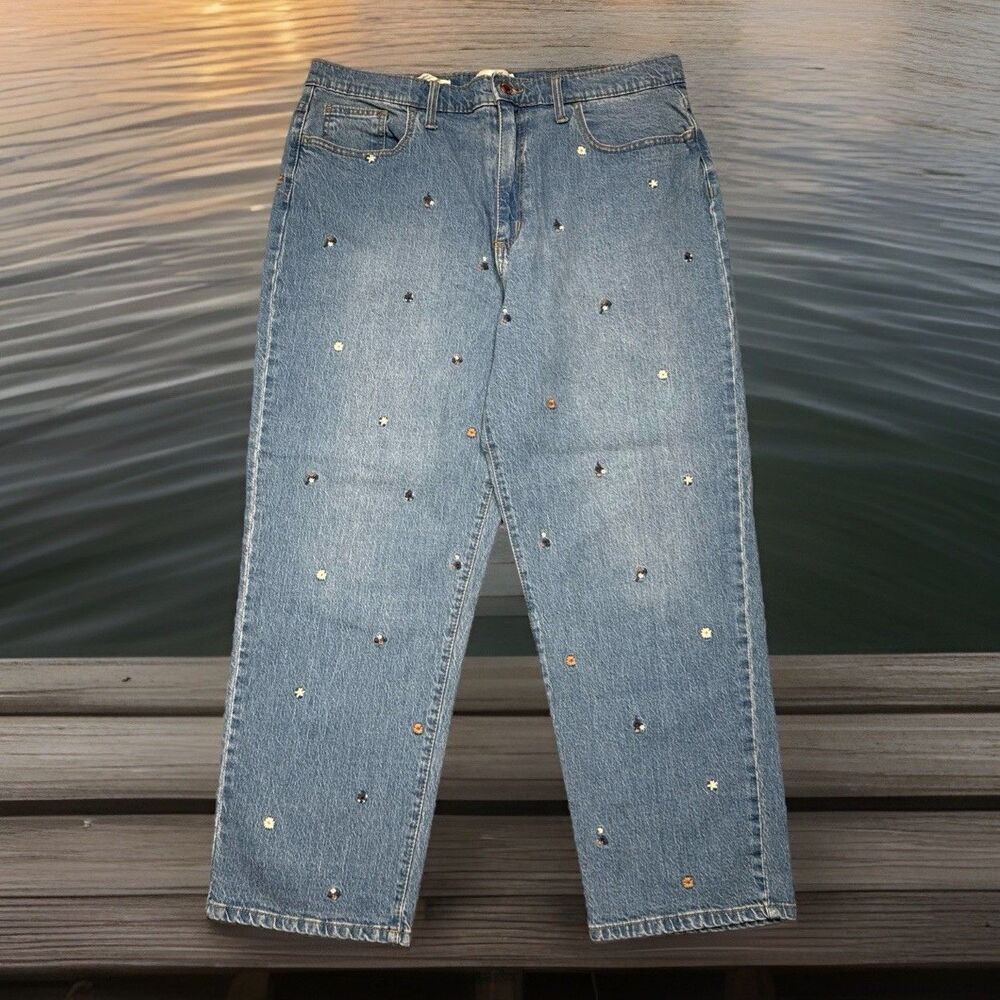 Universal Thread Vintage Straight Jeans 16/33 (36x26) Embroidered Denim Womens - Picture 10 of 11